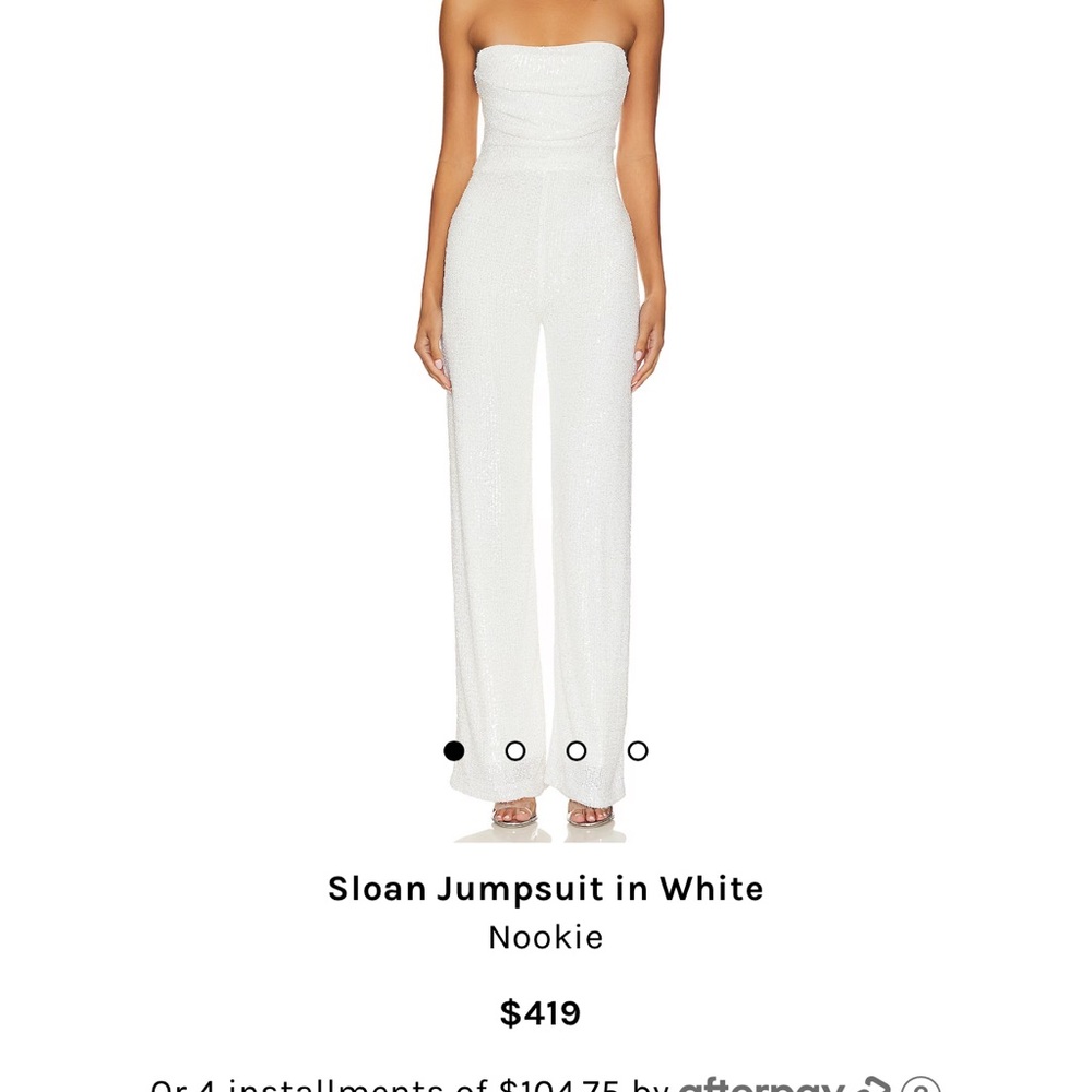 Sequin white strapless jumpsuit